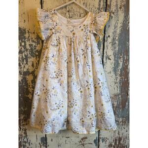 Shabby Chic Prairie floral girls  Dress, size 5T, flutter sleeve